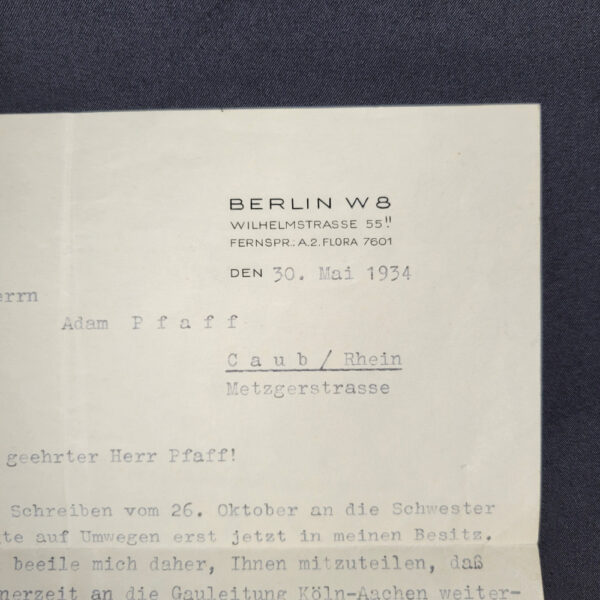 Letter from Adolf Hitler's Chancellery (Early 1934) - Image 6