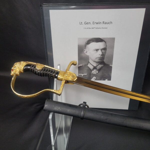 General Erwin Rauch Surrender Sword With Dossier (No Maker - Voos Pattern) with COA