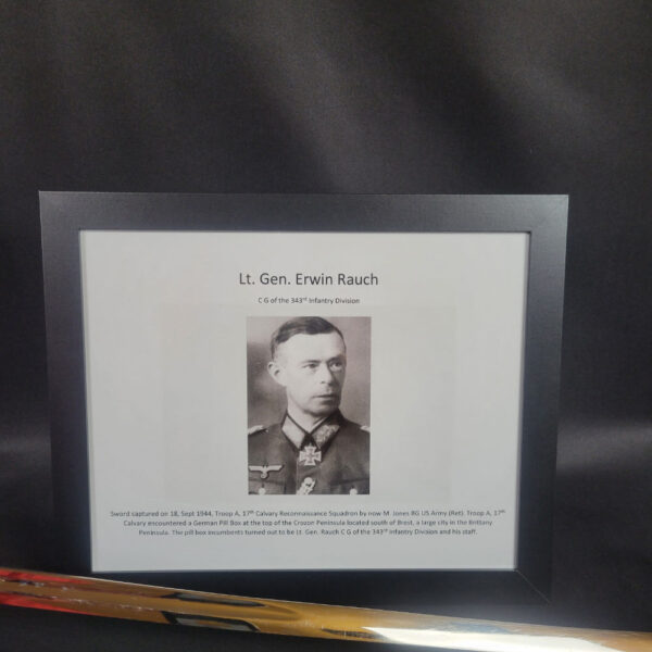 General Erwin Rauch Surrender Sword With Dossier (No Maker - Voos Pattern) with COA - Image 2