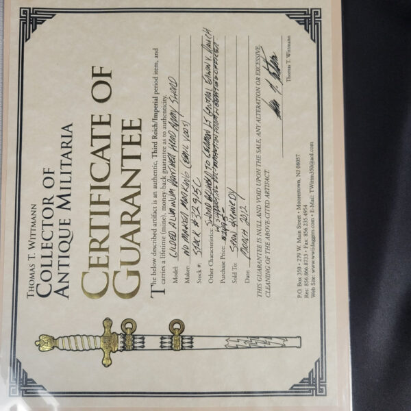 General Erwin Rauch Surrender Sword With Dossier (No Maker - Voos Pattern) with COA - Image 12