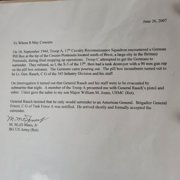 General Erwin Rauch Surrender Sword With Dossier (No Maker - Voos Pattern) with COA - Image 17