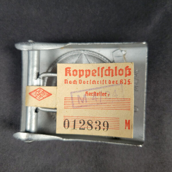 HJ Hitlerjugend belt buckle by RZM M4/24 Fredrich Linden W/ Tag - Image 3