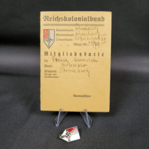Colonial Bund Reichskolonialbund Pin with Membership Card